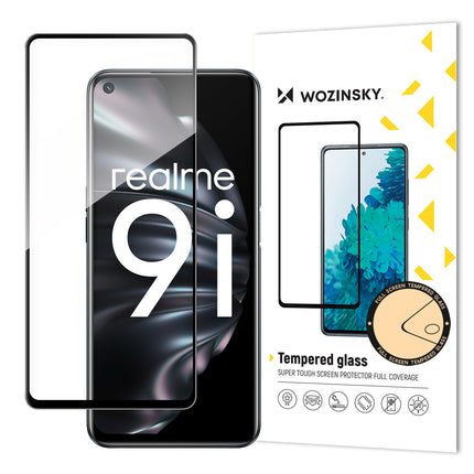 WOZINSKY Full screen tempered glass for Oppo A76 / Oppo A36 / Realme 9i with frame - black