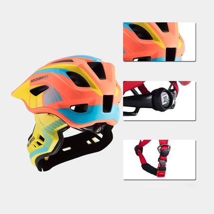 ROCKBROS Children's bicycle helmet with detachable visor, size S - yellow and orange – image 2