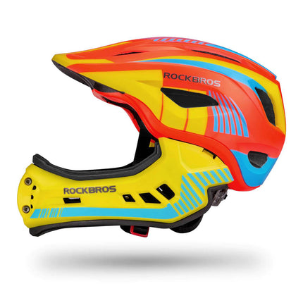 ROCKBROS Children's bicycle helmet with detachable visor, size S - yellow and orange – image 3