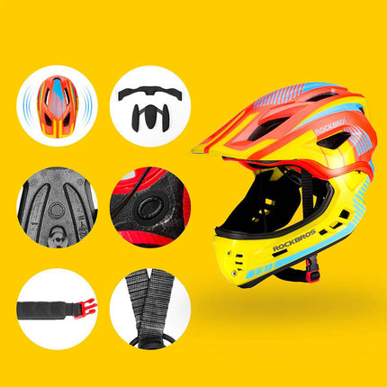 ROCKBROS Children's bicycle helmet with detachable visor, size S - yellow and orange – image 4