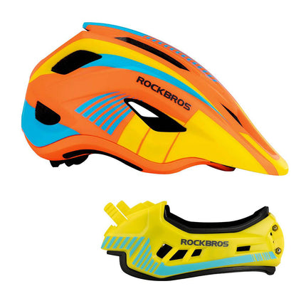 ROCKBROS Children's bicycle helmet with detachable visor, size S - yellow and orange – image 6