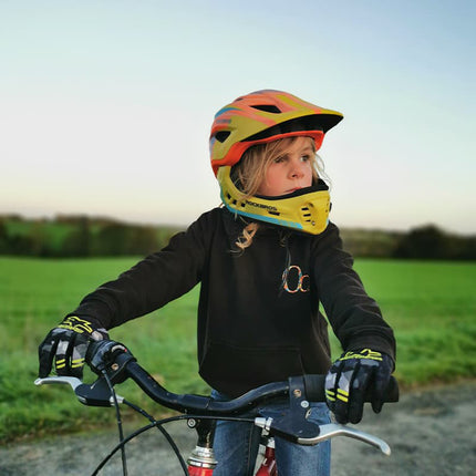 ROCKBROS Children's bicycle helmet with detachable visor, size S - yellow and orange – image 8