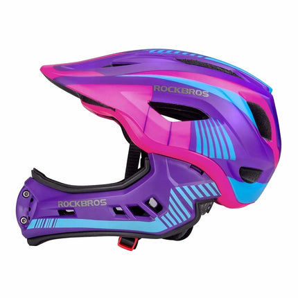 ROCKBROS Children's bicycle helmet with detachable visor, size S - purple and pink – image 2