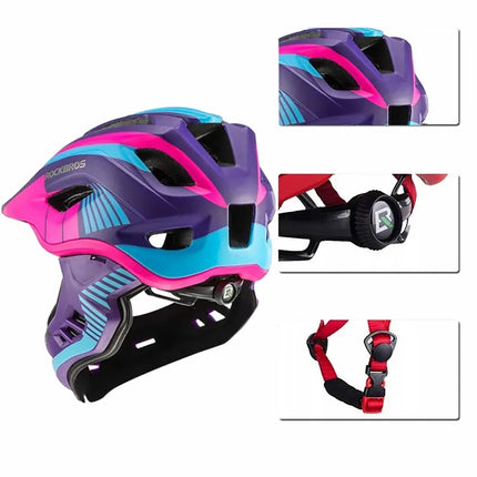 ROCKBROS Children's bicycle helmet with detachable visor, size S - purple and pink – image 5