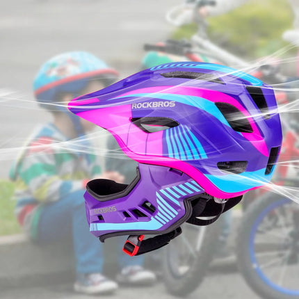 ROCKBROS Children's bicycle helmet with detachable visor, size S - purple and pink – image 6