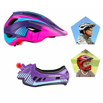 ROCKBROS Children's bicycle helmet with detachable visor, size S - purple and pink – image 11