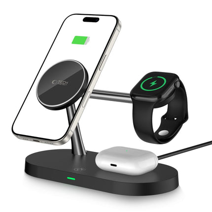 Tech-Protect 3in1 inductive charger for smartphone, smartwatch headphones, with MagSafe - black – image 2