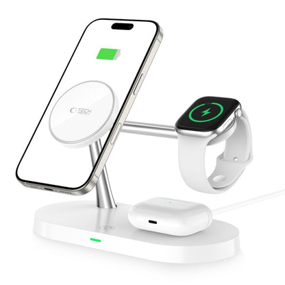 Tech-Protect 3in1 inductive charger for smartphone, headphones, smartwatch with MagSafe - white – image 2