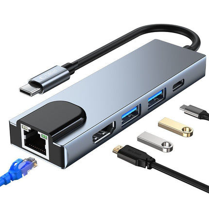 Tech-Protect 5in1 HUB USB-C to USB-C USB-A HDMI RJ45 splitter - gray – image 2