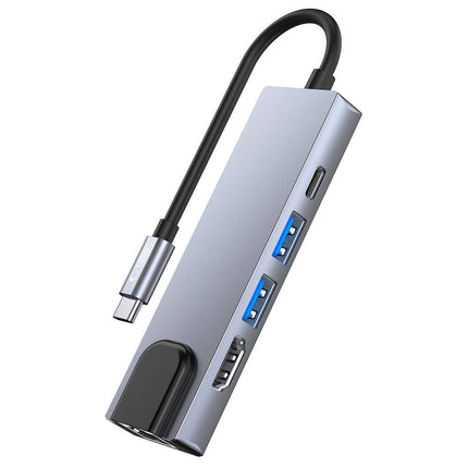 Tech-Protect 5in1 HUB USB-C to USB-C USB-A HDMI RJ45 splitter - gray – image 4