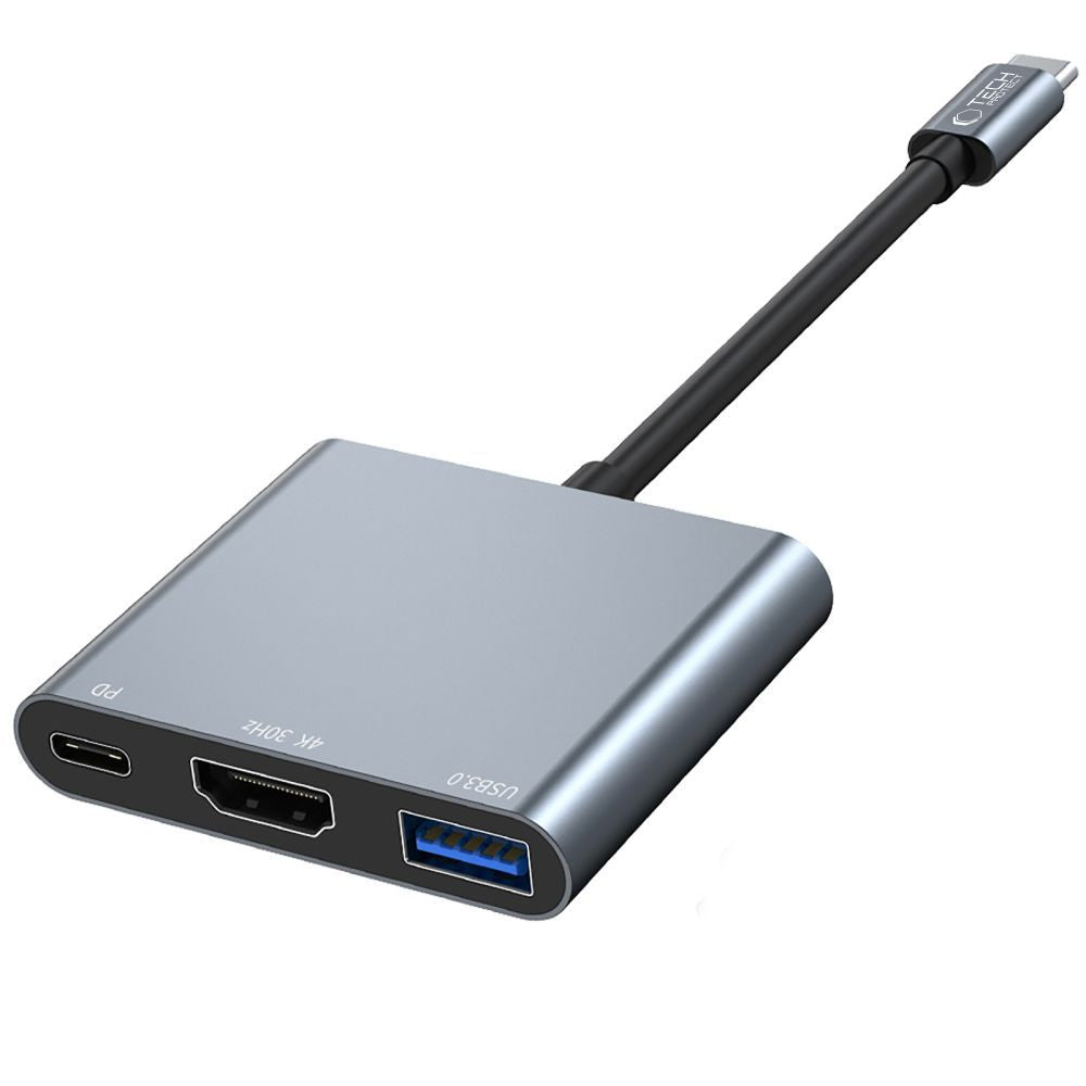 Tech-Protect 3in1 HUB USB-C to USB-A splitter USB-C PD 100W HDMI 4K 30Hz - gray – image 2