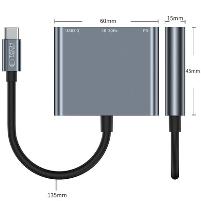 Tech-Protect 3in1 HUB USB-C to USB-A splitter USB-C PD 100W HDMI 4K 30Hz - gray – image 4