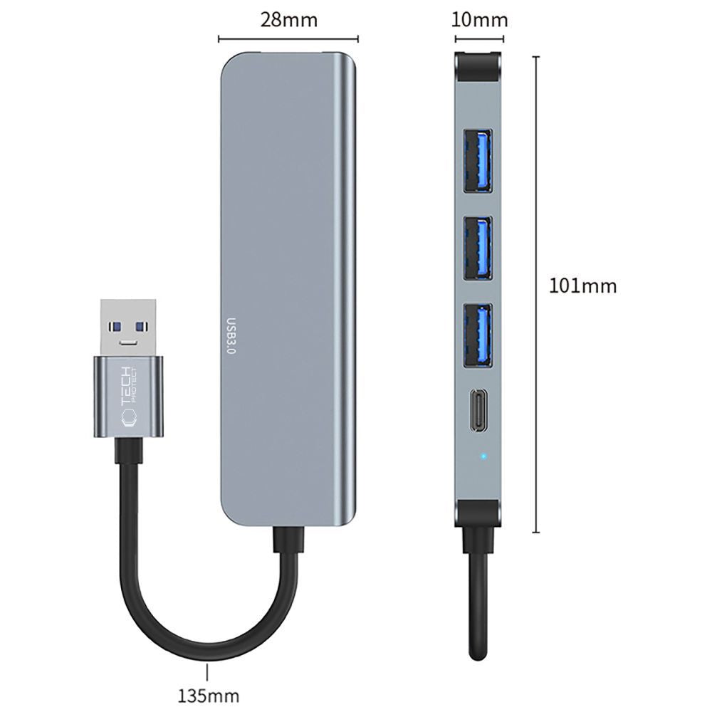 Tech-Protect 5in1 HUB USB-A to USB-A USB-C splitter - gray – image 4