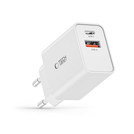 Tech-Protect USB-C PD / USB-A QC 30W wall charger - white – image 2