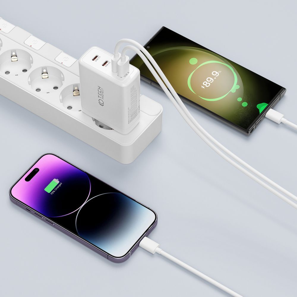 Tech-Protect GaN 3x USB-C PD USB-A QC 100W charger - white – image 4