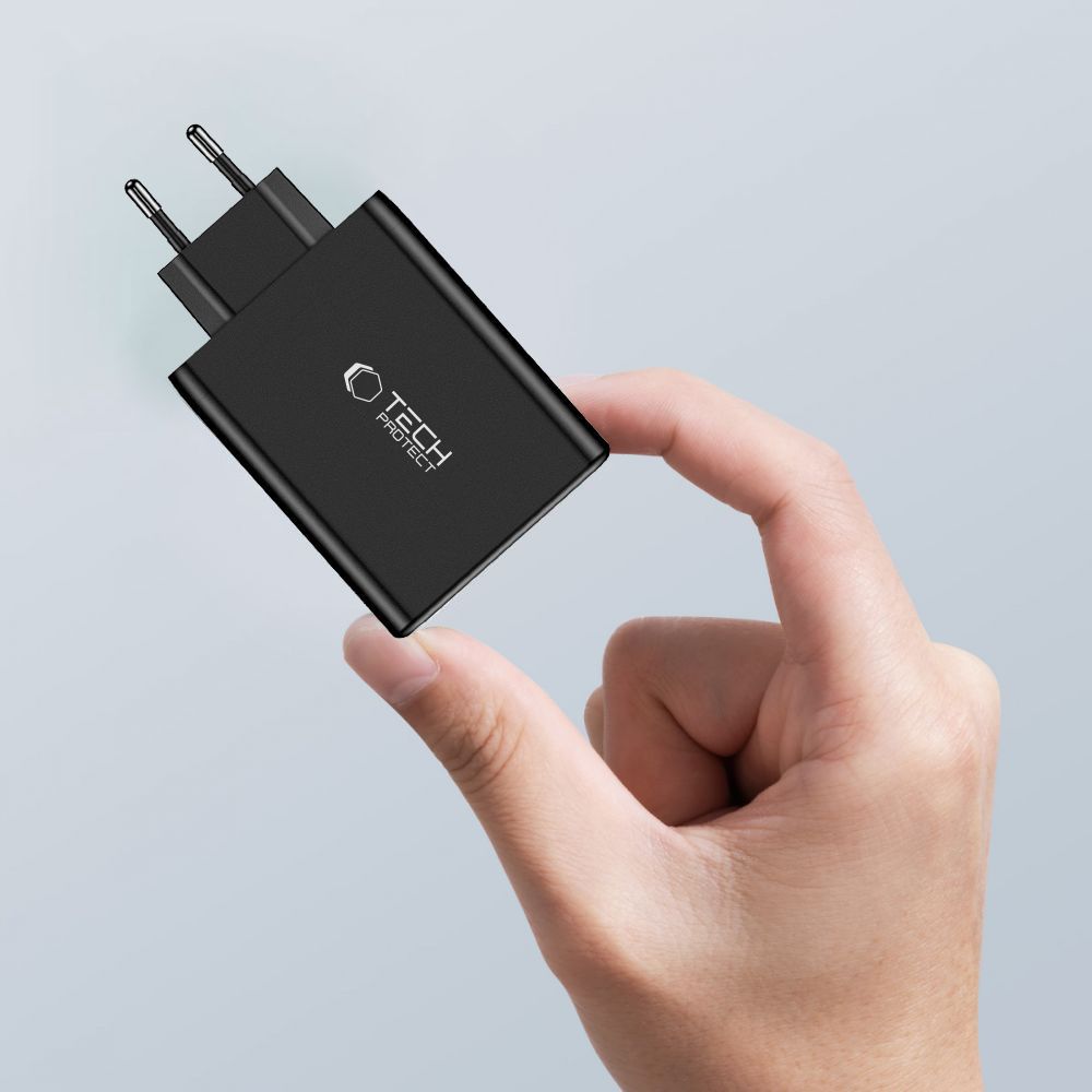 Tech-Protect GaN 3x USB-C PD USB-A QC 100W network charger - black – image 5
