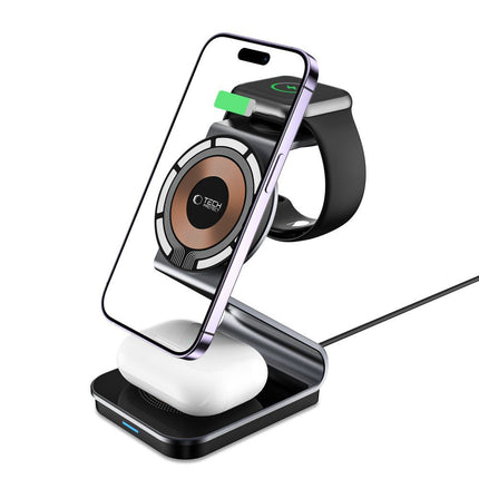 Tech-Protect 3in1 inductive charger with MagSafe for Apple Watch AirPods smartphone - black – image 2