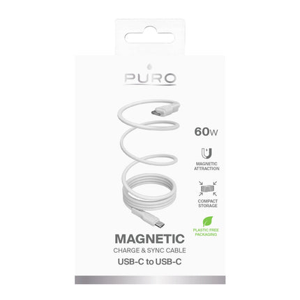 PURO Magnetic cable USB-C 60W USB 1m - white – image 2