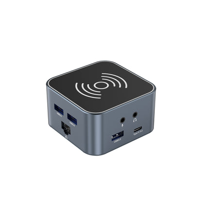 WOZINSKY 12in1 Hub with wireless charger USB-A USB-C HDMI RJ45 SD TF mini jack - gray – image 3