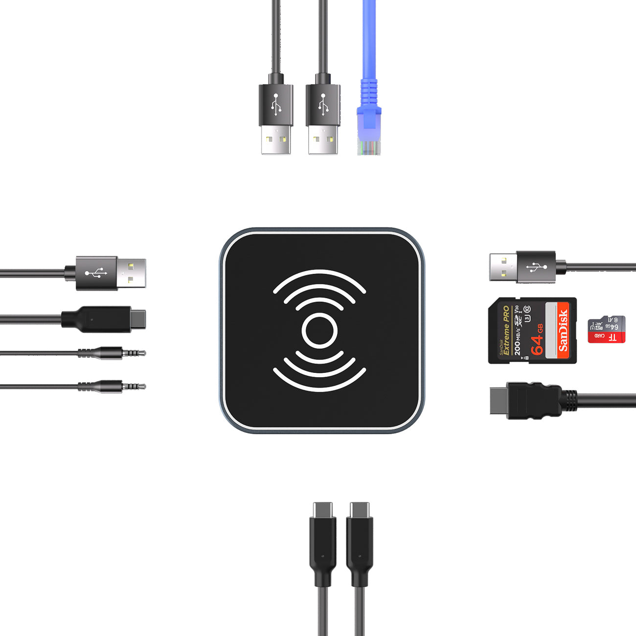 WOZINSKY 12in1 Hub with wireless charger USB-A USB-C HDMI RJ45 SD TF mini jack - gray – image 5