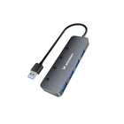 WOZINSKY Hub splitter 4x USB-A with switches, aluminum - gray