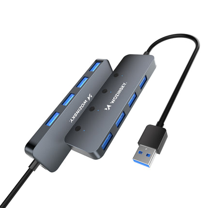 WOZINSKY Hub splitter 4x USB-A with switches, aluminum - gray – image 2
