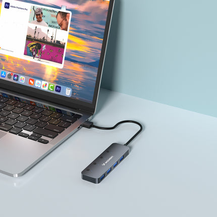 WOZINSKY Hub splitter 4x USB-A with switches, aluminum - gray – image 4