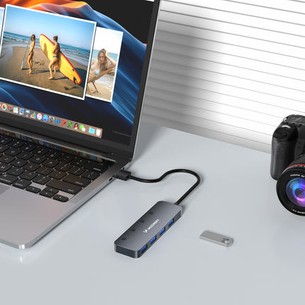 WOZINSKY Hub splitter 4x USB-A with switches, aluminum - gray – image 5