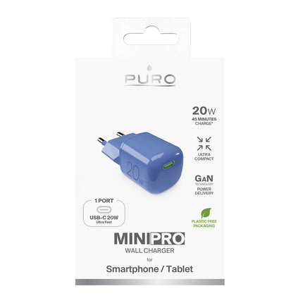 PURO USB-C GaN 20W wall charger - blue – image 2