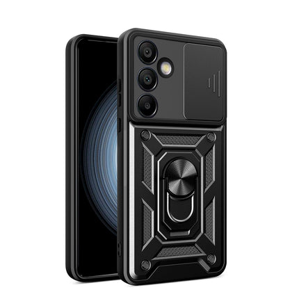 HURTEL Armored case for Samsung Galaxy A56 with Hybrid Armor Camshield camera cover stand - black