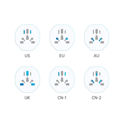 Tech-Protect UK/US/AU/FI/CN-1/CN-2 to EU travel adapter - white – image 5