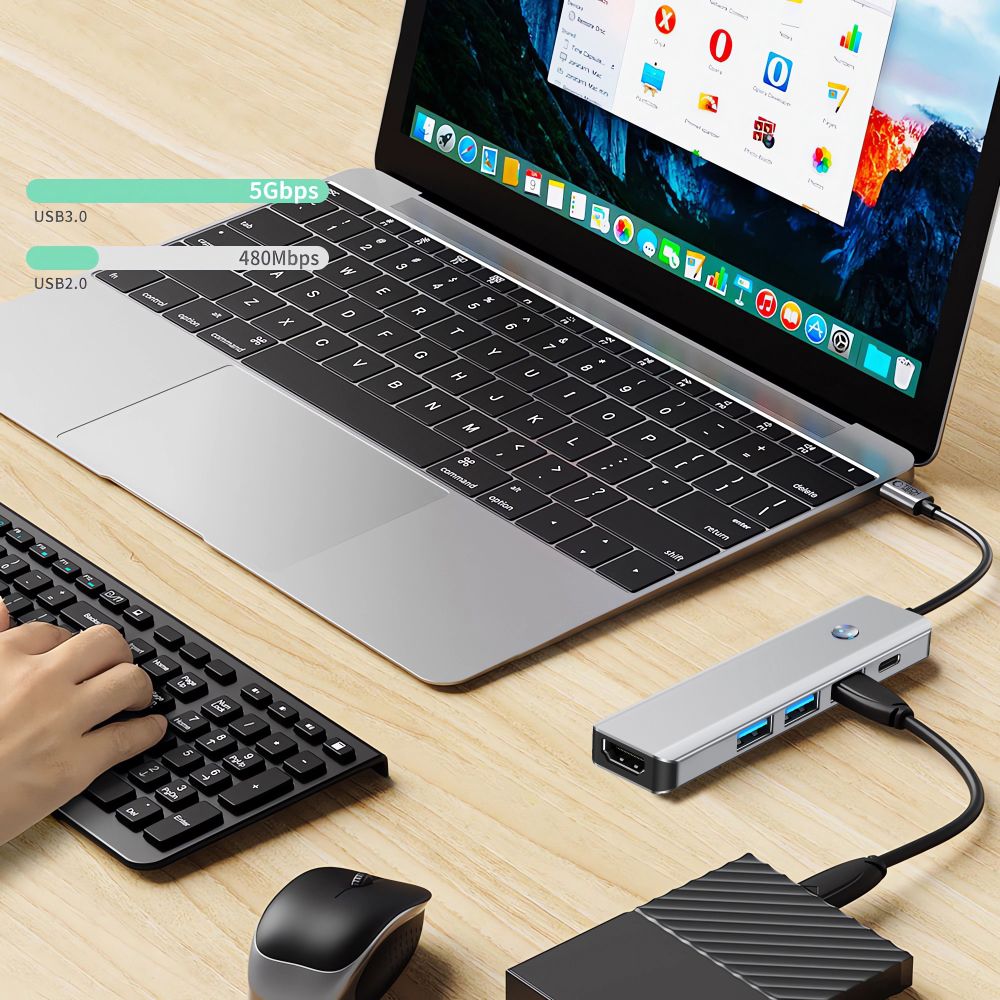 Tech-Protect 5in1 HUB Adapter USB-C PD USB-A HDMI 4K 60Hz 100W - gray – image 8