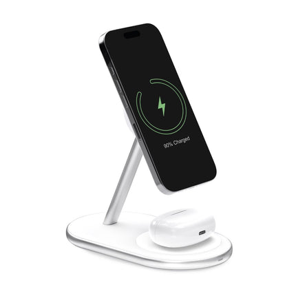 PURO 2in1 Mag Station wireless charging station for phone and headphones - white