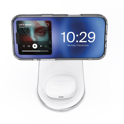 PURO 2in1 Mag Station wireless charging station for phone and headphones - white – image 2