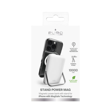 PURO 10000mAh USB-C MagSafe wireless powerbank with stand - white – image 5