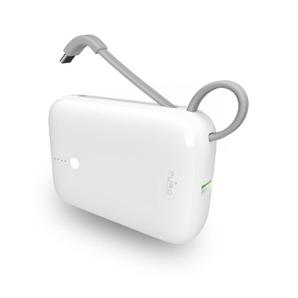 PURO Powerbank 10000mAh USB-A USB-C with built-in cable - white – image 2