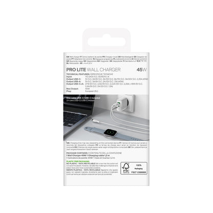 PURO USB-C USB-A PD wall charger with USB-C 45W cable - white – image 3
