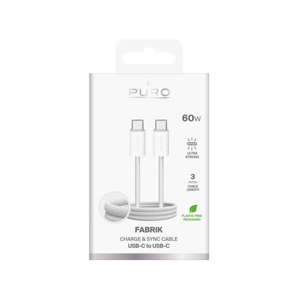 PURO Braided USB-C cable Fabrik 4 240W 1m - white – image 2