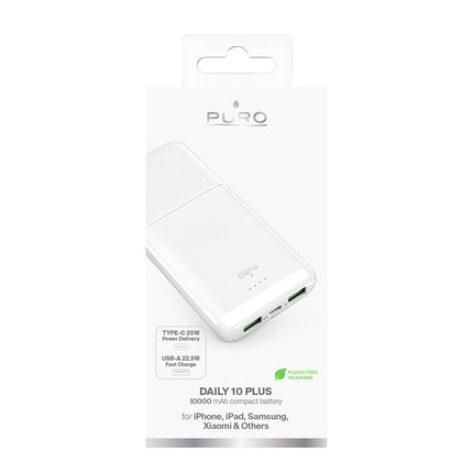 PURO Powerbank 10000mAh USBA USB-C 22.5W - white – image 3