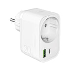 PURO USB-A USB-C mains charger with Schuko PD 20W socket - white