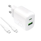 PURO USB-A USB-C wall charger with USB-C cable 25W 1.2m - white
