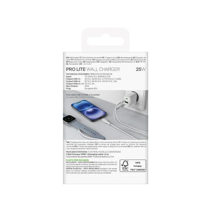 PURO USB-A USB-C wall charger with USB-C cable 25W 1.2m - white – image 3