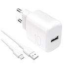 PURO USB-A PROLITE 10W wall charger with USB-A - USB-C 1.2m cable - white