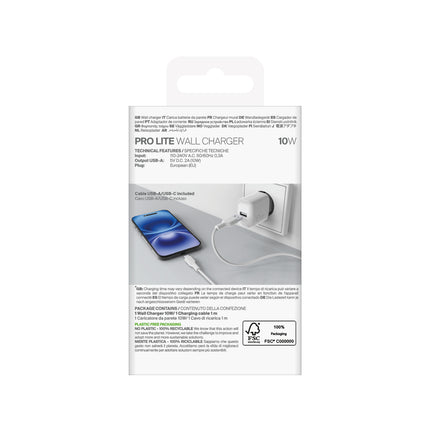 PURO USB-A PROLITE 10W wall charger with USB-A - USB-C 1.2m cable - white – image 3