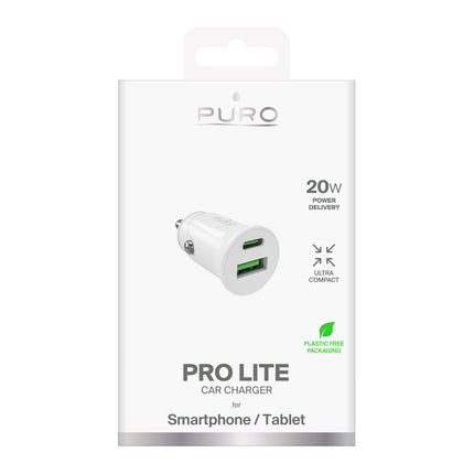 PURO USB-A USB-C Power Delivery 20W car charger - white – image 2