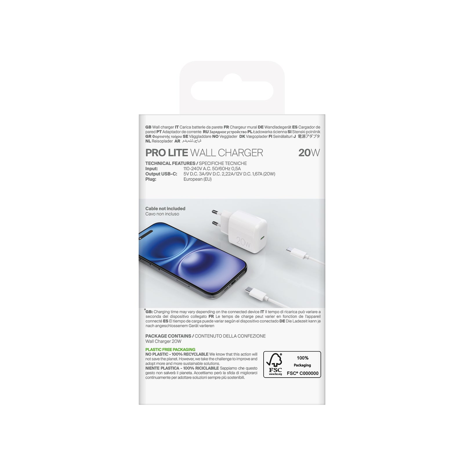 PURO PROLITE 20W USB-C mains charger - white – image 3