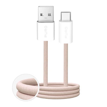PURO Fabrik 10W 1.5m braided USB-A - USB-C cable - beige