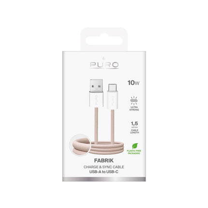 PURO Fabrik 10W 1.5m braided USB-A - USB-C cable - beige – image 2