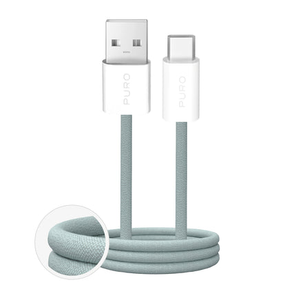 PURO Fabrik 2.0 10W 1.5 m braided USB-A - USB-C cable - green