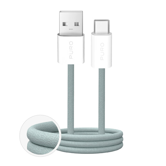 PURO Fabrik 2.0 10W 1.5 m braided USB-A - USB-C cable - green